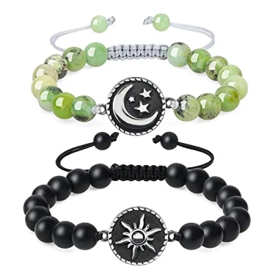 Image of COAI My Sun and Stars Moon of Life Onyx Australian Jasper Stone Matching Couples Bracelets