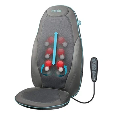 Image of HoMedics Gel Back Massager Massage Chair Pad Seat Cover, Relax Full Neck Shoulder Muscles, Deep Kneading Shiatsu Rolling Soothing Heat, Node Natural Touch Treatment for Home + Office
