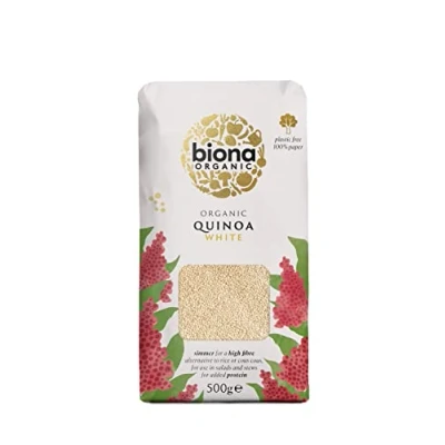 Image of Biona Organic White Quinoa, 500g Organically Grown Without GMOs Wheat free Alternative Naturally Vegan &amp; High in Fibre Sustainable 100% Recyclable Paper Packaging For Salads, Stews and Cooking