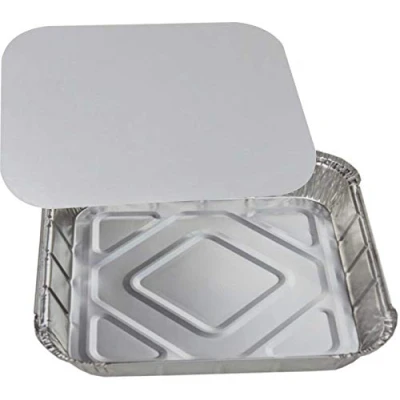 Image of 10 x Large Aluminium Foil Food Storage Containers Trays 9&quot; 2&quot; with Lids