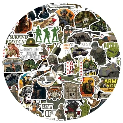 Image of 50 Pcs Military Stickers for Kids Teens Adults Boys Girls Gift,Stickers Pack Laptop,Skateboard,Luggage,Car,Bike, Cup,Computer,Water Bottle Decor,Tactics Vinyl Waterproof Sticker Decals