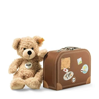 Image of Steiff 28cm Fynn Teddy Bear in Suitcase (Beige)