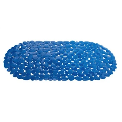 Image of MSV &quot;Pebbles PVC Bath Mat, Dark Blue, 68 x 35 cm
