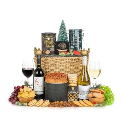 Image of Indulgence Treat Basket Christmas Hamper Family Chocolate Gift Wine Corporate Gifting Staff Gifts