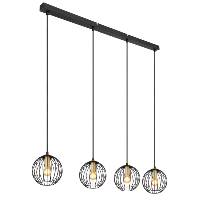 Image of Eusebius Bar Pendant Ceiling Light Black 4x E14