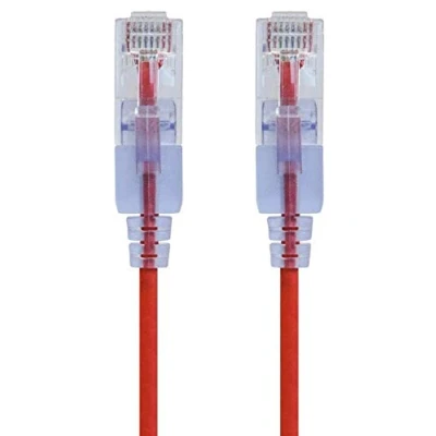 Image of Monoprice Cat6A 3ft Red 10 Pk Patch Cable UTP 30AWG 10G Pure Bare Copper Snagless RJ45 SlimRun Series Ethernet