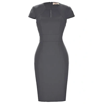 Image of GRACE KARIN Womens 50s 60s Vintage Pencil Dress Bodycon Cap Sleeve Dress, Dark Grey, XL
