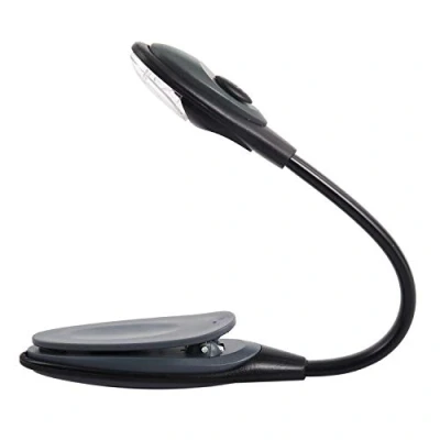 Image of Eighosee Mini Flexible Clip on Booklight LED Travel Book Reading lamp White Light Holder Small Table Gifts Gray