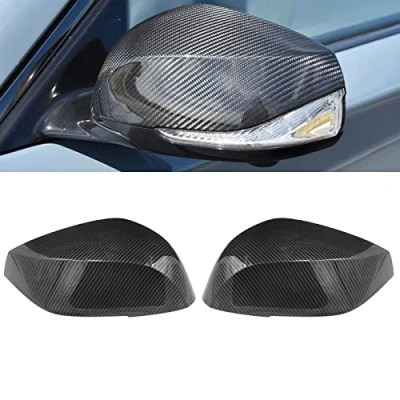 Image of KYYET Pair Carbon Fiber Look Door Wing Mirror Cover Caps Compatible with Infiniti Q50 2014 2021 QX30 Q60 Q70