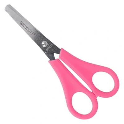 Image of Westcott E 21591 00 Kids Scissor witch cm scale, blunt tip, 5&quot;/13 cm, pink