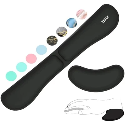 Image of ZIBLY Wrist Rest Keyboard and Mouse Set Non Slip Ergonomic Cushion Support Pad Easy Typing, Pain Relief Premium Silky Gel Memory Foam for Work from Home Gaming Computer Laptop