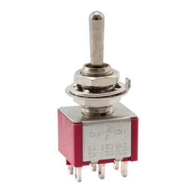 Image of Musiclily 3 Way SPDT Guitar Mini Toggle Switch 6 Pin ON/OFF/ON Selector,Red