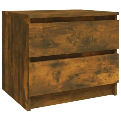 Image of vidaXL Bed Cabinet Smoked Oak in Engineered Wood Modern Minimalist Design with Spacious Drawers