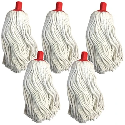 Image of (Pack of 10) 16oz Cotton Mop Head with Push fit red Plastic Socket fits 15/16&quot; (24mm) shafts