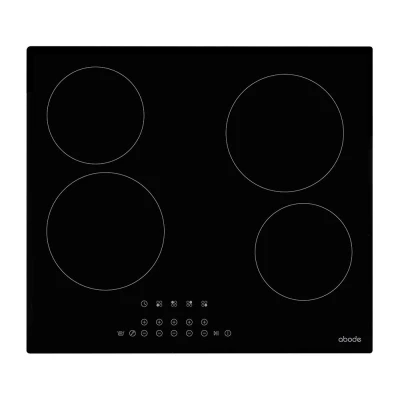 Image of Abode Electric Hob 59cm Ceramic Cooktop with 4 Cooking Zones, 9 Power Levels, Touch Control &amp; Easy Clean, Safety Cut Off, Timer LED Display, Child Lock Keep Warm Features A60EH301B