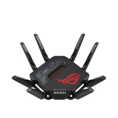 Image of ASUS ROG Rapture GT BE98 Quad band WiFi 7 AiMesh Extendable Gaming Router, 25Gbps, 320MHz, 4K QAM, Dual 10G Ports, 2.5G Subscription free Network Security, VPNs, 4G LTE/5G Mobile Tethering