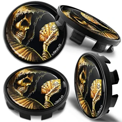Image of Biomar Labs 4 x 68mm Wheel Centre Alloy Hub Center Caps Compatible with BMW 36136783536 Hubcaps Skull CB 34