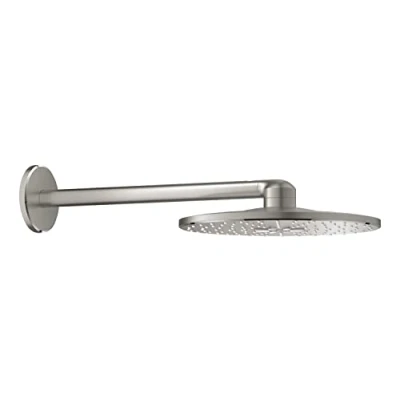Image of GROHE Rainshower 310 Smartactive Head Shower Set with 2 Spray Options 310mm Wall Mounted Showerhead 400mm Arm, Stainless Steel Look, Round Shape 26475DC0