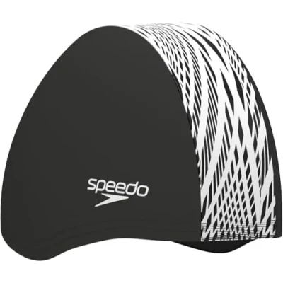 Image of Speedo Unisex Adult Boom Endurance + Swim Caps, Black/White Boho Diamonds, One Size