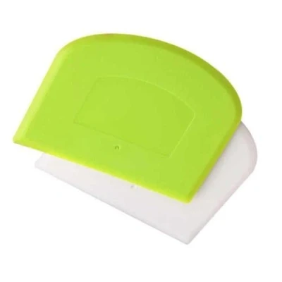 Image of Z Jabeen Ltd 2 Pcs Dough Scraper Dual Sided, Pizza Cutter, Bread Scraper, Cake Pastry Cutters for Baking, Flexible and Food Grade Plastic Bowl Green &amp; White