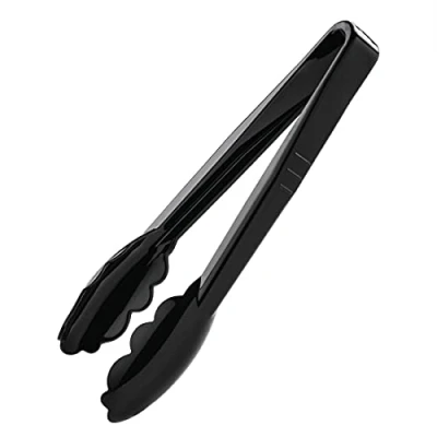 Image of Vogue Tongs 23 cm/9 inch, Black, Polycarbonate Plastic, Comfortable Grip, Commercial &amp; Home Kitchen Use, P924