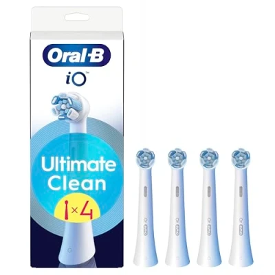 Image of Oral B iO Series Ultimate Clean, Original Replacement Round Brush Heads, with Crisscross Bristles for Advanced Deep Cleaning and Plaque Removal, Designed Electric Toothbrushes, 4