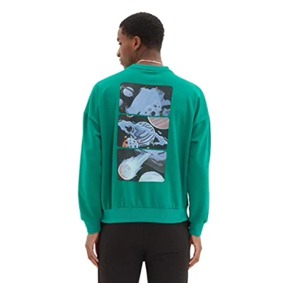 Image of Trendyol Man young Oversize Basic Crew neck Knit Sweatshirt Grün