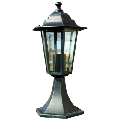 Image of vidaXL 41cm Aluminium Outdoor Garden Lamp in Dark Green Landscape Pathway Lantern with Glass E27 Socket, IP44 for Patio/Yard