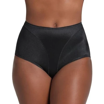 Image of Leonisa Classic Style Tummy Control Underwear for Women Ladies Panties with Shapewear Built In, Black High cut Panty, L