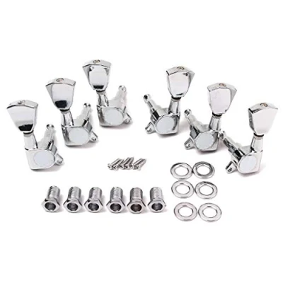 Image of Alnicov 6Pcs Guitar Tuners String Sealed Tuning Key Pegs Machine Heads(3L3R) With Keystone Knob Replacement For Lp Sg Tl Style Electric Or Acoustic Guitars Chrome