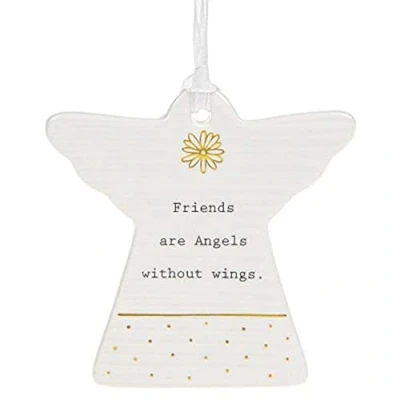 Image of Joe Davies Thoughtful Words Ceramic Guardian Angel Friends are Angels without wings Gift Boxed 8x8cm