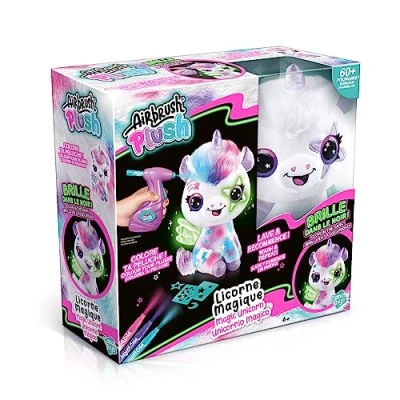 Image of Canal Toys Unicorn Airbrush Plush That Glows in The Dark to Personalise Spray Art with Felt tip pens and Stencils OFG 274