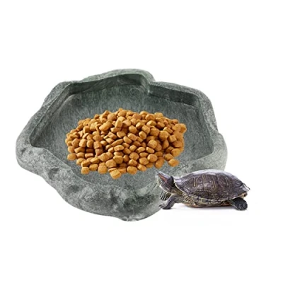 Image of Water Dispenser for Reptile, Bowl Feeder Terrestrial Tortoise, Reptile Drinker, Reptiles Food and Lizard Gecko Bearded Dragon Chameleon (Green S)