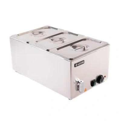 Image of eZone Bain Marie G8710 w/Tap + 3x 1/3GN Pan &amp; Lid Wet Heat Food Warmer 1.2kW