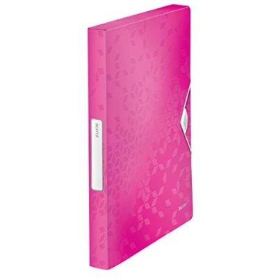 Image of Leitz 46290023 Box File, Holds up to 300 A4 Sheets, Elastic Closure, Flexible Plastic, Pink Metallic, WOW Range