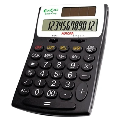 Image of Aurora Ecocalc Ec505 12 Digit Desktop Calculator Black