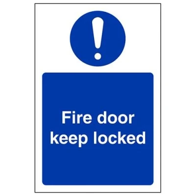 Image of V Safety Fire Door Keep Locked Sign Portrait 100mm x 150mm 1mm Rigid Plastic