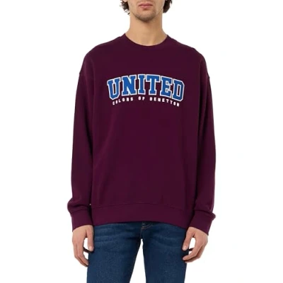 Image of United Colors of Benetton Men&#039;s Jersey G/C M/L 342ZU1094 Hooded Sweatshirt, Purple, M