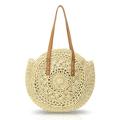 Image of Pahajim Handbags for Women Summer Beach bag Large Tote Straw with Tassels Ladies Travel, Holidays and Shopping.