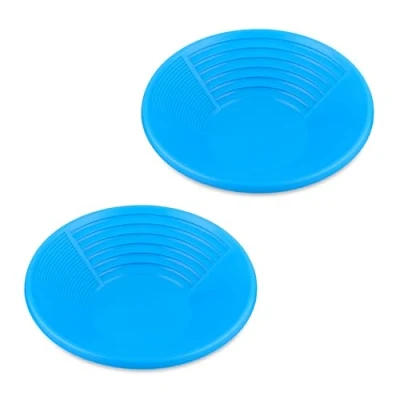 Image of Relaxdays 2X Gold Panning Dish, Treasure Hunt, Adventure, Quest, Tools, HxD: 8 x 38 cm, Plastic, 3 Zone Design, Blue