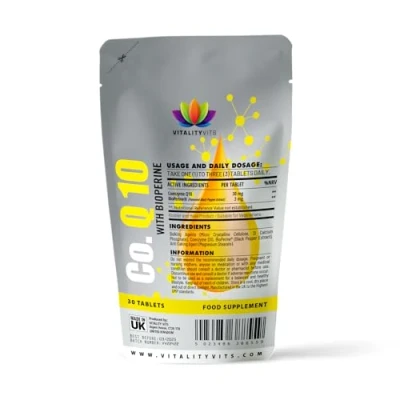 Image of CoQ10 30mg Tablets with BioPerine High Absorption Coenzyme Q10 Energy Heart (30)