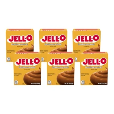 Image of Jell O Instant Pudding and Pie Filling, Butterscotch, 3.4 Ounce Boxes (Pack of 6)