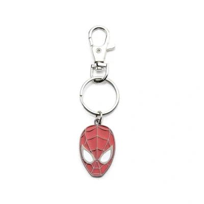 Image of Marvel Comics Men&#039;s Spider Man Base Metal Key Chain, Silver/Red, One Size