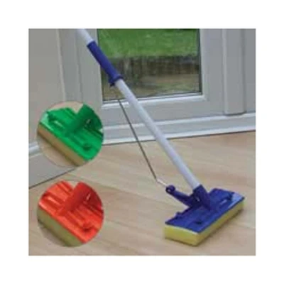 Image of JVL 20 037GY Super Absorbent Flat Sponge Squeegee Floor Mop, Grey/Turquoise