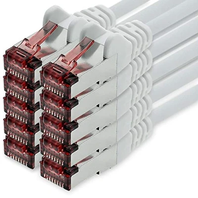 Image of freiwerk 1m white 10 x Ethernet LAN cable Cat6 networkcable SFTP PIMF patch 1000 Mbit s