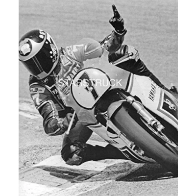Image of Motor Sport Legend Barry Sheene Giving the V Sign Exclusive A4 Print