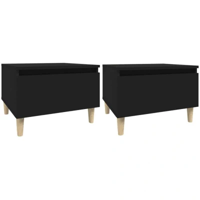Image of vidaXL Side Tables 2 pcs Black 50x46x35 cm Engineered Wood