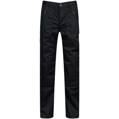 Image of Regatta Men Professional Pro Action Hardwearing Water Repellent Multi Pocket Trousers Black, Size: 38&quot;