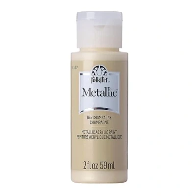 Image of FolkArt JA675 Metallic Acrylic Paint in Assorted Colors (2 oz), 6102, 2 Ounce champagne