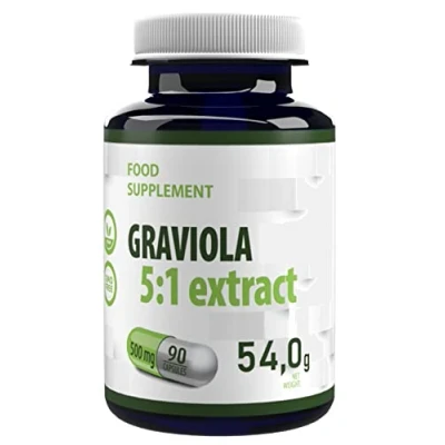 Image of Hepatica Graviola Fruit Extract 2500mg Equivalent (500mg of 5:1 Extract) 90 Vegan Capsules, 3rd Party lab Tested, High Strength Supplement, Gluten and GMO Free